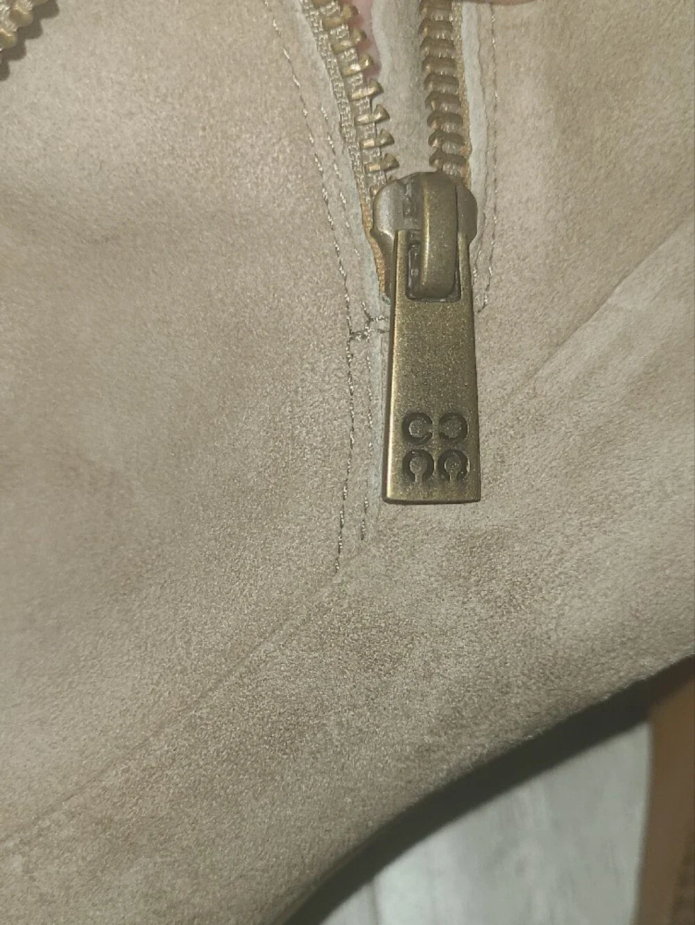 COACH Suede Fold-Over Ankle Booties - Taupe
